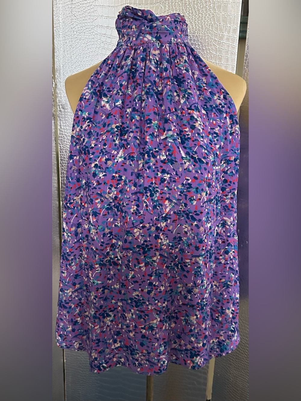 Joie Erola B Purple Splatter Printed Halter Neck Blouse Size Small $178 Retail